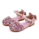 Bold N Elegant Sequins Shimmer Pearl PU Leather Ballerina Belly Sandal Shoes Footwear for Infant and Toddler Baby Girl 1yr 2yr 3yr (Pink, numeric_14)