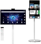VLH 27 Inch Smart Portable TV on Wheels, 1080P Touch Screen Monitor, Android 15, EDLA-Certified, 6GB RAM 128GB Storage, 5MP Camera, Rotatable Screen, Wireless Casting, Voice Remote Control