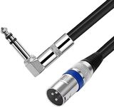 Right Angle 1/4 inch TRS to XLR Male Cable, tunghey Unbalanced 6.35mm(1/4 inch) TRS to XLR Male Cable Gold Plated Quarter inch to Male XLR Microphone Cable Interconnect Cable (0.5m)