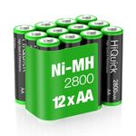 HiQuick AA Batteries, Ni-MH AA 2800mAh Rechargeable Batteries Pack of 12 Counts, Pre-Charged Double A Rechargeable Battery 1.2V NiMH Low Self Discharge