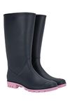 Mountain Warehouse Splash Womens Wellies - Waterproof Ladies Wellington Boots, Textile Lined, Sturdy Grip - Ideal for Festivals, Garden, Walking Dark Blue Womens Shoe Size 5 UK