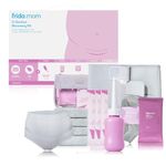 Frida Mom C-Section Recovery Must Have Kit for Labor, Delivery, & Postpartum, Socks, Peri Bottle, Disposable Underwear, Abdominal Support Binder, Shower Wipes, Silicone Scar Patches, & Toiletry Bag