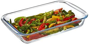 Amazon Brand - Solimo Baking Dish, Safe for Use in Microwave, Oven and Dishwasher (Rectangle, 1,000 Ml) - Glass, 1 L