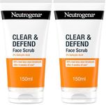 Neutrogena Clear & Defend Facial Scrub (1x 150ml), Oil-Free Face Scrub Suitable for Oily and Spot-Prone Skin, Facial Exfoliator with 2% Salicylic Acid Clinically Proven to Defend Against Breakouts