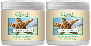 Clear Air Odor Absorber Gel - Air Freshener - Absorbs and Eliminates Odors in Bathrooms, Cars, Boats, RVs & Pet Areas - Made with Essential Oils - Sun-Kissed Beach Scent - 15 Ounce - 2 Pack