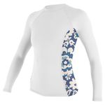 ONeill Womens Side Print Long Sleeve Rash Vest Top - White Christina Floral - UV Sun Protection and SPF Properties