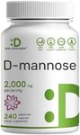 DEAL SUPPLEMENT D Mannose 500mg Capsules (2,000mg Per Serving), 240 Veggie Pills – Fast Acting Water-Soluble Form – Extra Strength Urinary Tract (UTI) Health Support – Non-GMO, Vegan Friendly