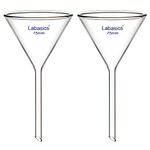 Labasics 2-Pack Glass Heavy Wall Funnel Borosilicate Glass Funnel, Short Stem 75 mm Diameter, 75 mm Stem Length