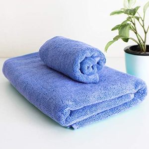 Heelium Bamboo Towel Set (1 Bath & 1 Hand Towel Combo), 600 GSM, Super Absorbent & Soft, Antibacterial, Iris