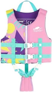 Gogokids Toddler Swim Vest, Premium Swim Vest for Kid Swimming Jacket for 30-40-50-60-70-80 Lbs Girls and Boys, Toddler Floaties Swimming Aid with Dual Safety Strap for 2-9 Years in Pool/Puddle/Beach