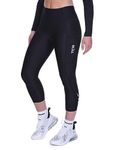 TCA Women's 3/4 Padded Cycling Leggings High Waist Breathable Bike Shorts with Pockets Anti-Slip Quick Dry - Black Stealth, S