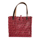 KADAM HAAT Women Handmade Sabai Grass Lunch Bag, Eco-Friendly, Handcrafted, Non-Plastic Lunch Container, Red (Surkhi, Large)