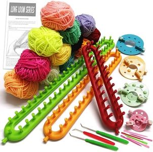 UCDRMA Knitting Loom Kit 35PC Scarf Loom Knitting Kit for Beginners, Quick Loom Knitting for Beginners Adult/Kids Contain Instructions, Pom Pom Maker and Yarn for Crochet Blanket Kit