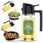 VOLRIX Oil Spray Bottle for Cooking, Premium Glass 2 in 1 Oil Dispenser for Kitchen, Food Grade Oil Sprayer Containers with Nozzle, Oil Bottle for Air Fryer, Roasting and Frying 500 ML (Multicolour)