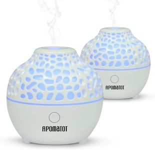 APOMOTOT 2 Pack Essential Oil Diffuser,Mini Portable Aromatherapy Diffusers,60ml Cool Mist Humidifier with USB 7 LED Light Color,Waterless Auto Shut-Off for Gift Home Office Room