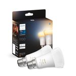 Philips Hue White Ambiance Smart Bulb Twin Pack LED [B22 Bayonet Cap] - 1100 Lumens (75W Equivalent). Works with Alexa, Google Assistant and Apple Homekit