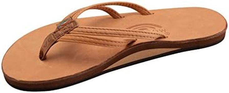 Rainbow Sandals Ladies The Sand Piper Luxury Leather - Single Layer Arch w/Double Narrow 1/3" Strap, Caramel, 7.5-8.5