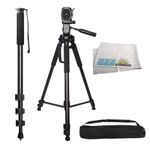 Professional PRO 70" Tripod 3-way Panhead Tilt Motion with Two Built In Bubble Leveling with Deluxe Carrying Case + 72 Inch Heavy Duty Monopod for Pentax K-01, K-3, K-5, K-5 II, K-5 IIs, K-7, K-S1, XG-1 Digital SLR Cameras