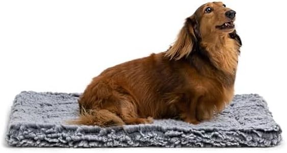 PELZIN Stoutwool Chew Proof Dog Bed - Fluffy Chew Resistant Dog Crate Pad - Tough Kennel Pad for Aggressive Chewers - Washable, Ideal for Small Breeds & Fits L 62cm Crate - 58x41x5cm, Charcoal