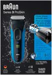 Braun Series 3 Proskin Shave&Style 3-in-1 Electric Shaver, Wet and Dry Razor for Men, Rechargeable and Cordless Shaver, Black/Blue