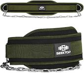 Seektop Dip Belt for Weightlifting - GYM Workout Pull Ups Belt with Chain, Neoprene Waist Dip Belt Crossfit for Weight Lifting, Squat, Training, Fitness, Men & Women (Belt & Chain) (Green)