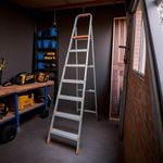 Smart 8 Feet Multipurpose Foldable Aluminum Ladder | Extra Height Anti-Slip Step Ladder with Strong Build & Safety Mats | Ideal for Home, Office, Warehouse, and Outdoor Tasks