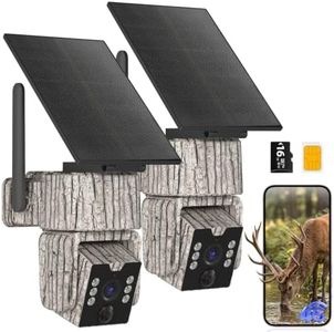 4G LTE Cellular Solar Trail Camera,2K PTZ Game Cam,No WiFi Need,Color Night Vision/2-Way Audio/Auto Tracking/PIR Motion Alert,Preinstalled SIM & 16GB TF Card for Outdoor Farm Hunting,IP65,2 Pack