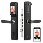 LAVNA Aluminium Smart Digital Door Lock With Fingerprint,Bluetooth + Wifi,Mobile App,Otp,Pin,Rfid Card And Manual Key Access For Wooden Doors(La24 Black)(Camera)