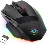Redragon M801 Gaming Mouse LED RGB Backlit MMO 9 Programmable Buttons Mouse with Macro Recording Side Buttons Rapid Fire Button 16000 DPI for Windows PC Gamer (Wireless, Black)