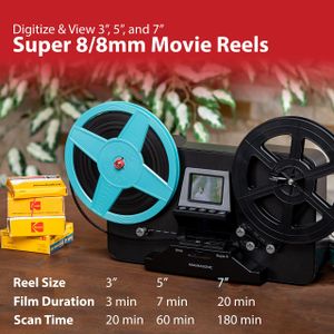 Magnasonic Super 8/8mm Film Scanner – Converts Reels to Digital Video, 2.3" Screen