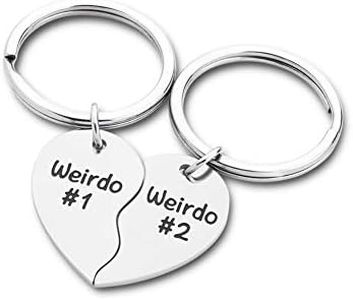 Best Friend Keychain, Friendship Gift for Teen Girls BFF, Weirdo 1 Weirdo 2 Gift Keyring for Boyfriend Girlfriend Husband Wife Couples,Valentine Anniversary Birthday Heart Charm Pendant for Her Him