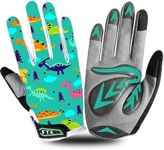 Cycling Gloves Kids Boys Girls Youth Full Finger Pair Bike Riding, Children Toddler Touch Screen Mountain Road Bicycle Warm Cold Weather Gel Padded, Color Blue Orange Age 2-11 (Dark Blue, Medium)