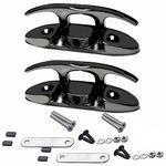 MIZUGIWA Boat Folding Cleat Black 4-1/2" Marine 316 Stainless Steel,4.5 Inch Boat Cleat Flip Up Dock Black Cleat,Pack of 2