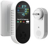4-in-1 Upgraded Combination Natural Gas Leak Detector and Carbon Monoxide Detectors, Dual Sensor Gas Leak Detector & Carbon Monoxide Detectors Plug in (Temperature & Humidity Sensor) for Home, RV