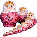 YAKELUS Professional Russian Nesting Dolls Russian Dolls Matryoshka Doll Russian Dolls for Kids for Adults 10 Piece Set Handmade 1071