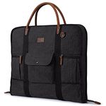 S-ZONE Carry-on Garment Bag Suit Carrier Canvas Genuine Leather Trim Men Suit Cover Business Trips & Storage(Black)