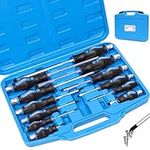 YSJOYTOOL 12-Piece Magnetic Screwdriver Set, Heavy Duty Screwdriver Set Go-Thru Steel Blades, Professional Level Handle with Two Types of Screwdrivers in Case, Includes Phillips/Flat