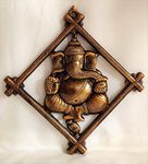 Akriti Brass Art Wares Wall Decor Hanging Ganesh Ji Religious Showpiece Hanging Entrance Gate Decor Ganesha Frame Wall Door Living Room Temple Pooja|Decorative Ganpati Gun Metal Statue