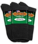 Extra Wide Athletic Crew Socks for Men (3 Pack) (11-16 (up to 6E wide), Black)