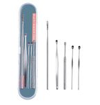 Episkey Stainless Steel Ear Wax Cleaner - Resuable Ear Cleaner Tool Set with Storage Box - Ear Wax Remover Tool Kit with Ear Curette Cleaner and Spring Ear Buds Cleaner (STEEL EAR WAX)