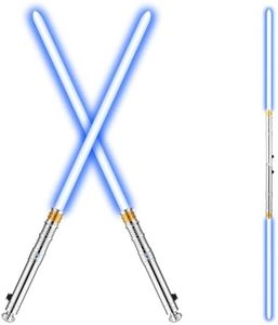 Saberforms 2 Pack Lightsabers 2 in 1 Dueling Light Saber with 12 RGB Colors 16 Sound Fonts and Motion Control, Force FX Lightsaber with Retro Weathered Handle and Replaceable Blade for Adults, Kids