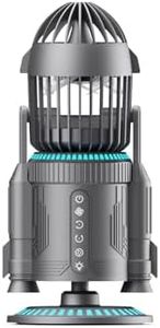 LAMJIE Rocket Desk Fan with Mist Humidifier, 5000mAh Portable Cordless Table Fan, RGB Gaming Room Decor, 180° Auto-Oscillating & Tilt, Quiet Personal Cooling for Office, Bedroom & Gifting (BLACK)