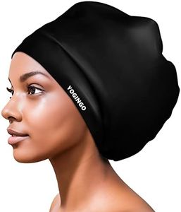 Extra Large Swimming Cap for Long Hair - Swim Cap for Braids and Dreadlocks, Weaves, Hair Extensions, Curls & Afros - Swimming Hat Women & Men - Silicone Adult Swimming Cap（Black）