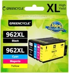 greencycle 962xl Ink cartridges Combo Pack Replacement for HP 962 XL Cartridge Compatible with OfficeJet Pro 9010 9012 9015 9018 9020 Printer (4 Pack, 1 Black 1 Cyan 1 Magenta 1 Yellow)