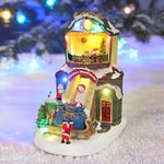 Animated Christmas Village Santa's Workshop Moving Conveyor w/LED Lights Music