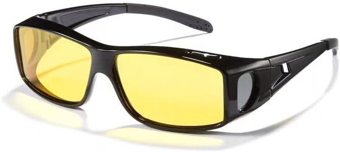 Night Driving Glasses, Night Vision Anti Glare HD Polarized UV400 Yellow Fit Over Nighttime Glasses for Man and Women