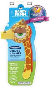 Handy Famm Real Metal Giraffe Hammer for Kids, Patented Safety Mouth Sleeve and Nail Remover, STEM DIY Tool for Children Ages 5 and Up, Yellow