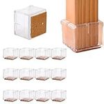 Silicone Chair Leg Floor Protector Caps Square, Furniture Table Desk Feet Flexible Caps Cover Anti-Skid Prevent Scratches for 30-35mm Square Legs, Clear 12 Pack