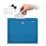 Adir Multi Purpose, Wall Mountable, Deluxe Steel, Large Size, Suggestion Box - Donation Box - Drop Box - Mailbox - Cash Box (10" X 3" X 12") - Blue