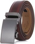 Marino Men’s Genuine Leather Ratchet Dress Belt With Automatic Buckle, Enclosed in an Elegant Gift Box - Radiant Ore - Mahogany - Adjustable from 28" to 44" Waist